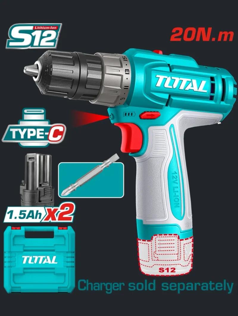 دريل توتال 12فولت , 2بطارية