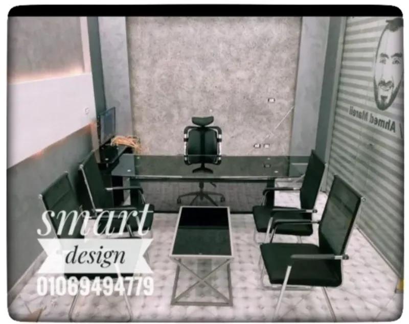 مكتب زجاج سيكوريت شاسيه معدن متاح جميع الاثاث المكتبي