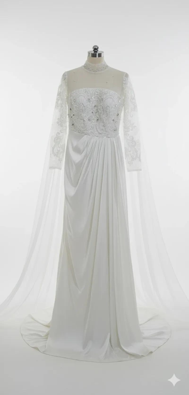 فستان خطوبة/ كتب كتاب هاند ميد فى ستان فرنسي