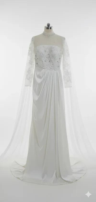 فستان خطوبة/ كتب كتاب هاند ميد فى ستان فرنسي في قليوب, القليوبية - 5,000 EGP