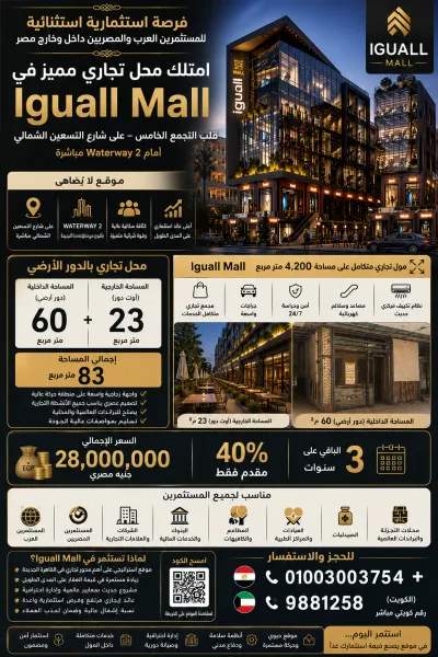 محل دور ارضي مساحة 60 م2 مع مساحه خارجيه 23م2 بمول IGUALL MA