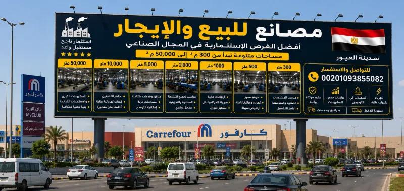مصنع للبيع او للايجار فى مصر