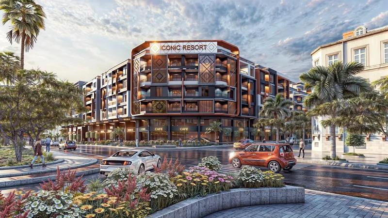 شقة 56م² غرفة نوم واحدة بإطلالة شارع منتجع أيقونيك الغردقة