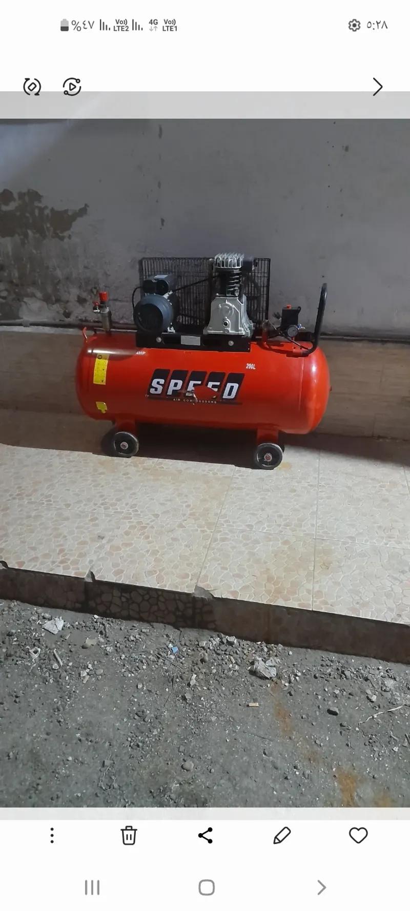 كمبروسر ٢٠٠ لتر موتور ٤ حصان ملفات نحاس كسر الزيرو بيشحن في