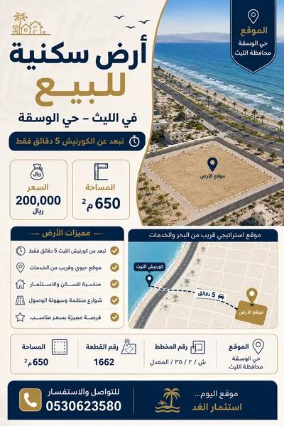 Residential Land for sale in Al Lith in Al Lith, Makkah - 200,000 SAR