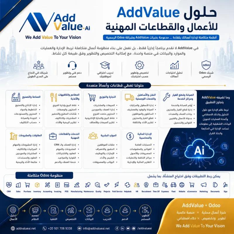 AddValue + Odoo | إدارة متكاملة لأعمالك في نظام واحد 🚀